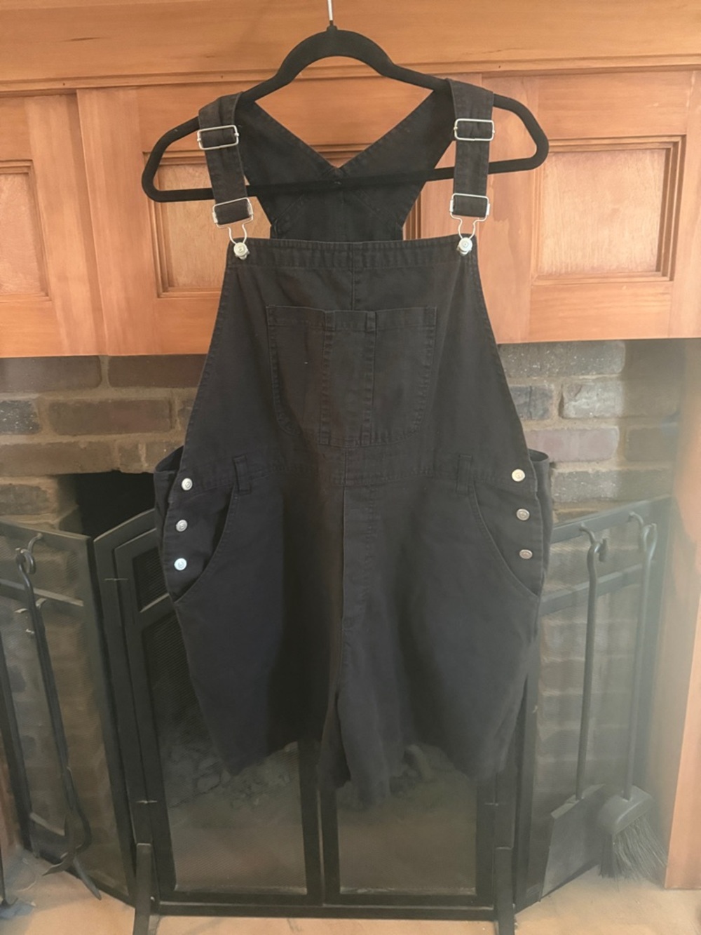 VTG 90s TY Original Wear Linen Cotton Black Overalls Shorts Romper Shortalls XL
